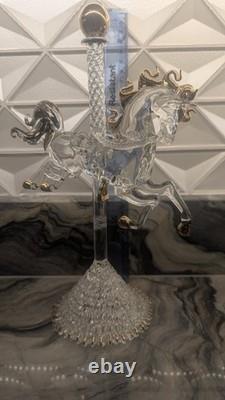 Murano Hand-Blown Art Glass Carousel Horse Large 11 Sculpture with Gold, Italy