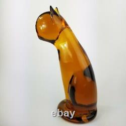 Murano Hand Blown Art Glass Cat Figurine Sculpture with Original Sticker