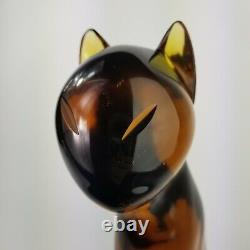 Murano Hand Blown Art Glass Cat Figurine Sculpture with Original Sticker