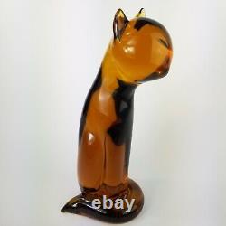 Murano Hand Blown Art Glass Cat Figurine Sculpture with Original Sticker