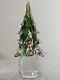 Murano Hand Blown Art Glass Christmas Tree Swirl Lead Crystal 10.5 Red Green