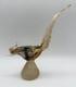 Murano Hand Blown Art Glass Colorful Pheasant Bird Figurine 9.5 w Gold Vintage