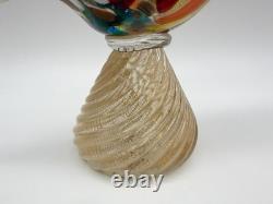Murano Hand Blown Art Glass Colorful Pheasant Bird Figurine 9.5 w Gold Vintage