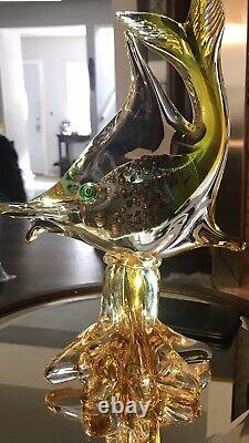 Murano Hand Blown Art Glass Fish Sommerso Aventurine XXL Centerpieces Sold Each