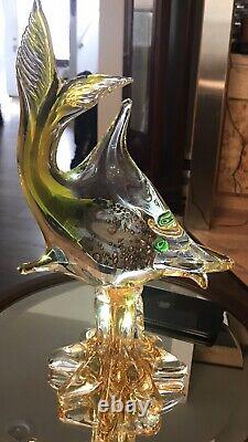 Murano Hand Blown Art Glass Fish Sommerso Aventurine XXL Centerpieces Sold Each