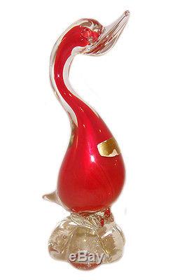 Murano Hand Blown Art Glass Red Goose from Italy 8.5 High Vintage Old Piece