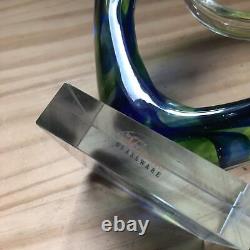 Murano Hand Blown Art Glassware Two People Dancing Green Blue Home Decor 10H