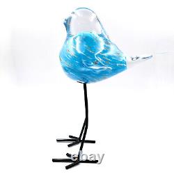 Murano Hand Blown Blue Art Glass Bird 10 Metal Legs Aventurine Italy Vintage