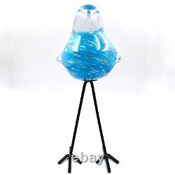 Murano Hand Blown Blue Art Glass Bird 10 Metal Legs Aventurine Italy Vintage