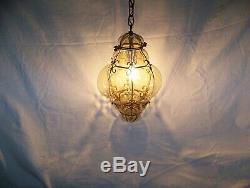 Murano Hand Blown Caged Glass Venetian Lantern Hanging Ceiling Light Lamp