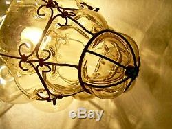 Murano Hand Blown Caged Glass Venetian Lantern Hanging Ceiling Light Lamp