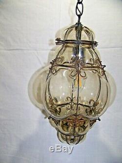 Murano Hand Blown Caged Glass Venetian Lantern Hanging Ceiling Light Lamp