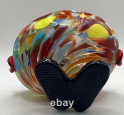 Murano Hand Blown Clown Ashtray Mid Century Vibrant Colors Excellent Condition