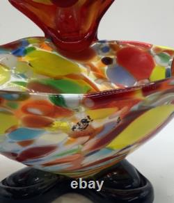 Murano Hand Blown Clown Ashtray Mid Century Vibrant Colors Excellent Condition