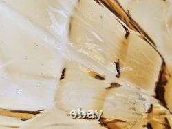 Murano Hand Blown Crystal Amber Wave Flower Bowl Pedestal Centerpiece 18Wx9.5T