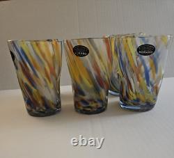 Murano Hand Blown Finger hold Glass Tumblers Set of 6 12 oz