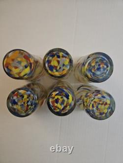 Murano Hand Blown Finger hold Glass Tumblers Set of 6 12 oz