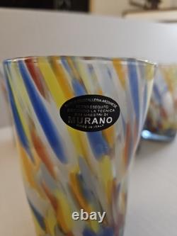Murano Hand Blown Finger hold Glass Tumblers Set of 6 12 oz