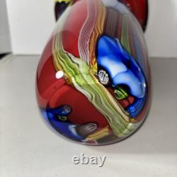 Murano Hand Blown FloralArt Glass Vase 15 X 9 1/2