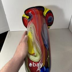 Murano Hand Blown FloralArt Glass Vase 15 X 9 1/2