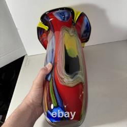 Murano Hand Blown FloralArt Glass Vase 15 X 9 1/2