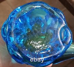 Murano Hand Blown Glass Art Figurine Blue Green Pheasant Roadrunner 13
