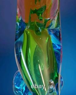 Murano Hand Blown Glass Art Figurine Blue Green Pheasant Roadrunner 13