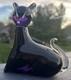 Murano Hand Blown Glass Black Purple Cat Figurine Vintage Art Glass Italy