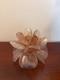 Murano Hand Blown Glass Candle Holder Peach Flower Made In Italy Vintage