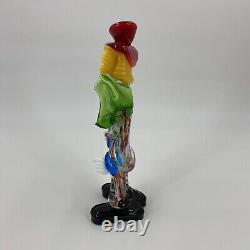 Murano Hand Blown Glass Clown 10.5 Circus Green Bow Red Top Hat Yellow Hair VTG