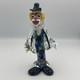 Murano Hand Blown Glass Clown Circus 7.5 Black Hat Yellow Hair Drinking VTG