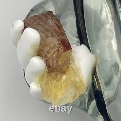 Murano Hand Blown Glass Clown Circus 7.5 Black Hat Yellow Hair Drinking VTG