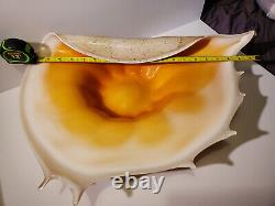 Murano Hand Blown Glass LARGE Champagne Cream Color to Orange Shell Conch, MCM