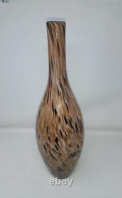 Murano Hand Blown Glass Short Drop Vase in Gold Glitter Brown White