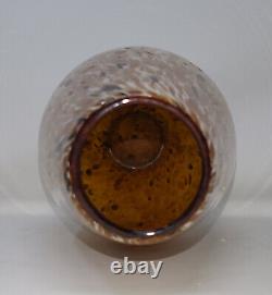 Murano Hand Blown Glass Short Drop Vase in Gold Glitter Brown White