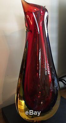 Murano Hand Blown Glass Vase, Pristine, Signed By The Artist 16 1/2 Inches Tall