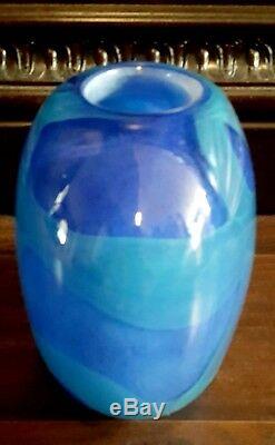 Murano Hand Blown Glass Vase Shades Of Blue
