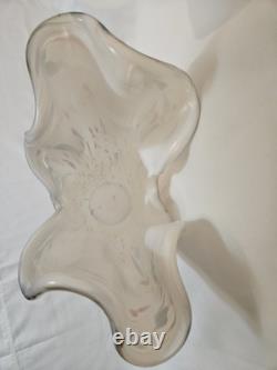 Murano Hand Blown Glass Vase With Ruffled Edges And A Colorful Confetti Pattern