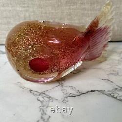 Murano Hand Blown Gold Fleck & Pink Art Glass Doves Birds Set Of 2 Please Read