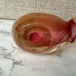 Murano Hand Blown Gold Fleck & Pink Art Glass Doves Birds Set Of 2 Please Read