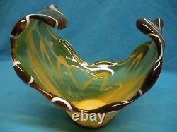 Murano Hand Blown Italian Art Glass Free Form Center Piece Bowl