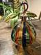 Murano Hand Blown Multicolor Striped Art Glass Decorative Bottle Venice