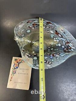 Murano Hand Blown Signed Sergio Costantini Millefiori Centerpiece Bowl Art Glass
