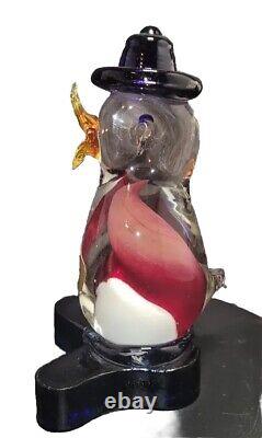 Murano Hand Blown Sommerso Animorphic Glass Duck. UV Beak. Label Italy. Vtg