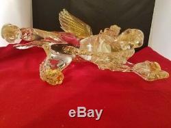 Murano Hand Blown St. Mark Lion Sparkling Gold Art Glass 10.5x5.5x8 Vintage