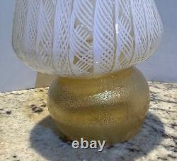 Murano Hand Blown White Lace Under Clear Glass on Gold Base Holiday Tree Topper