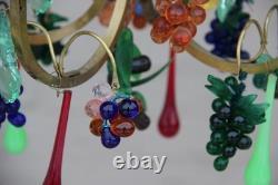 Murano Hand blown grapes flowers multi colour chandelier pendant 1960s
