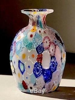 Murano Hand blown signed vase with Murrina Millefiori by Campanella