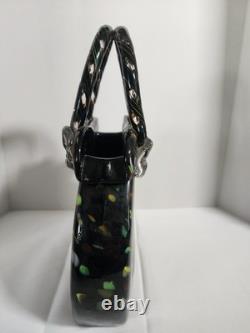 Murano Handbag Shaped Art Glass Vase Abstract Multicolor Hand Blown