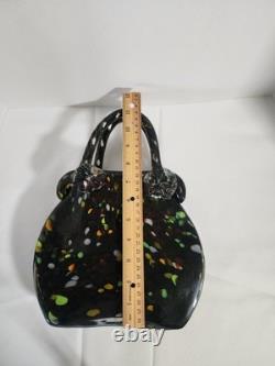 Murano Handbag Shaped Art Glass Vase Abstract Multicolor Hand Blown